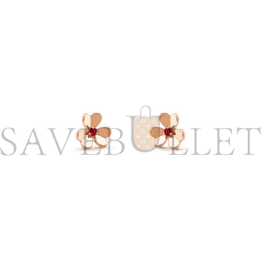 VAN CLEEF ARPELS FRIVOLE EARRINGS, MINI MODEL - ROSE GOLD, RUBY  VCARP7SA00